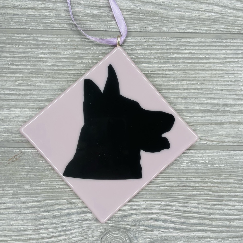 Stained glass sun catcher German Shepard dog coaster decoration orniment art